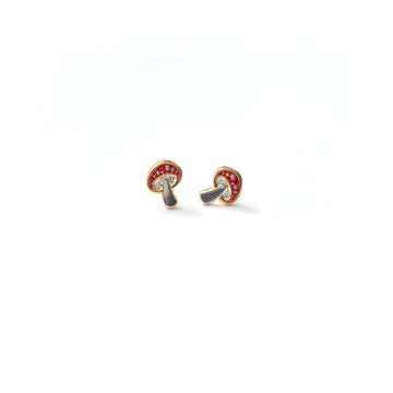 Amanita enamel mushroom earring studs seconds in red.